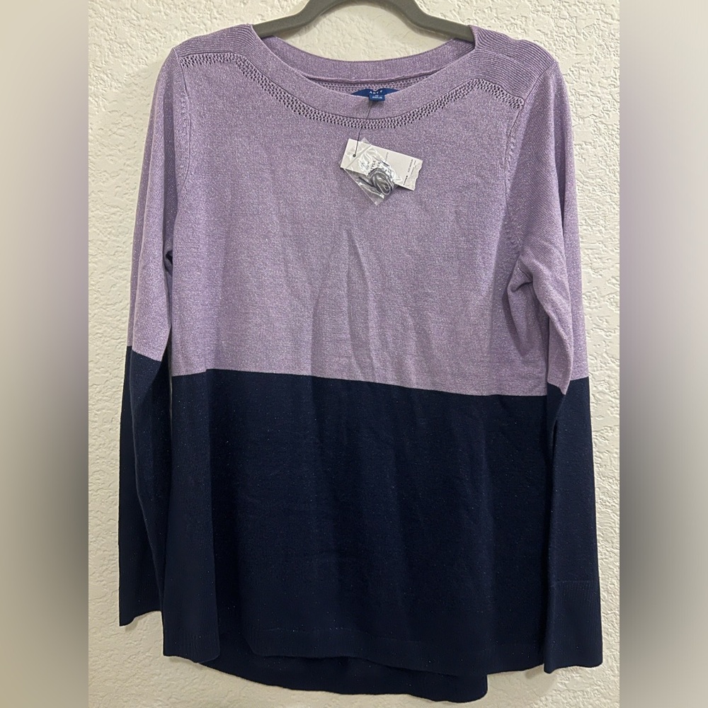 ***NWT*** Apt 9 Metallic Purple & Navy Pullover Sweater
